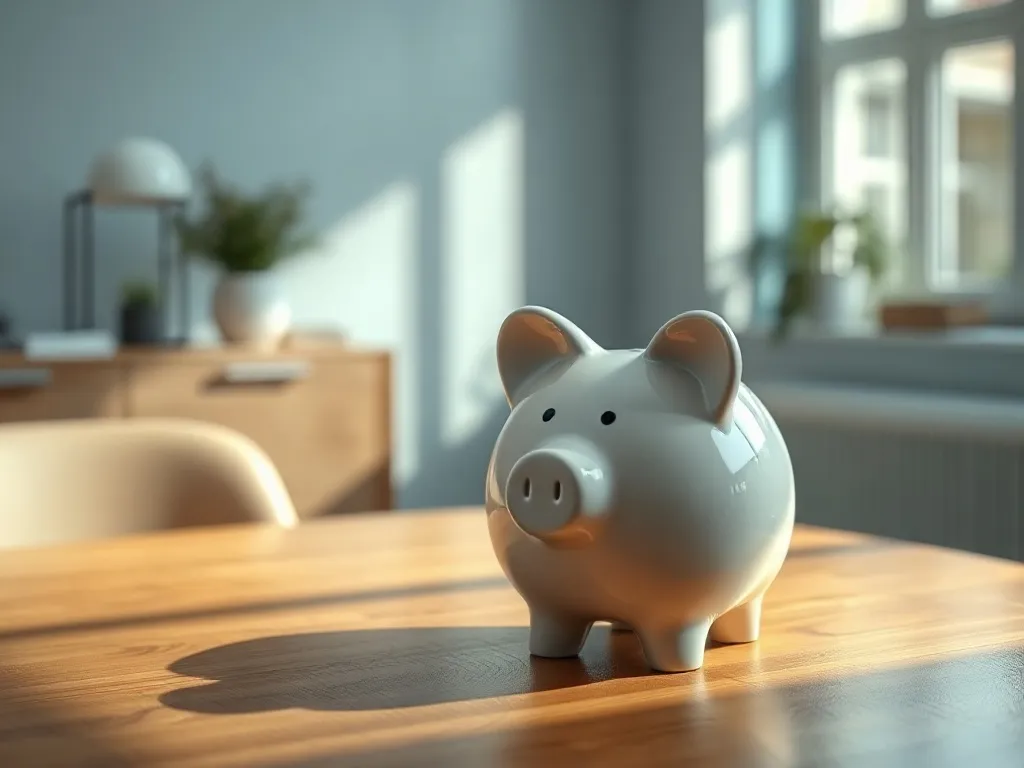 A close-up high quality photo of a simple ceramic piggy bank